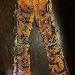 Stylish Orange and Blue Men's Jeans